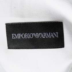 Pre Owned Emporio Armani White Metallic Print Cotton Long Sleeve Shirt M