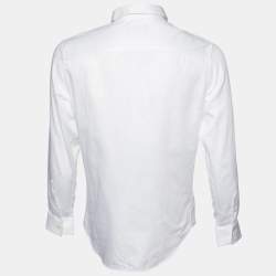 Pre Owned Emporio Armani White Metallic Print Cotton Long Sleeve Shirt M