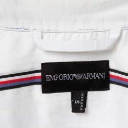 Pre Owned Emporio Armani White Striped Cotton Misura Long Sleeve Shirt S