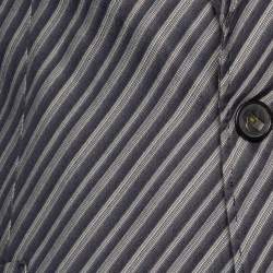 Pre Owned Emporio Armani Grey Diagonal Striped Cotton Jacket XL
