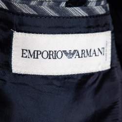 Pre Owned Emporio Armani Grey Diagonal Striped Cotton Jacket XL