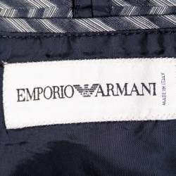 Pre Owned Emporio Armani Grey Diagonal Striped Cotton Jacket XL
