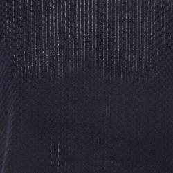 Pre Owned Emporio Armani Midnight Blue Patterned Knit Crew Neck T-Shirt XXL