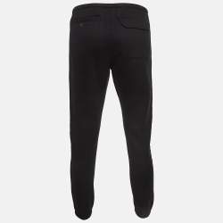 Pre Owned Emporio Armani Black Velvet Trim Knit Joggers M