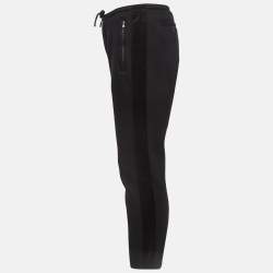 Pre Owned Emporio Armani Black Velvet Trim Knit Joggers M