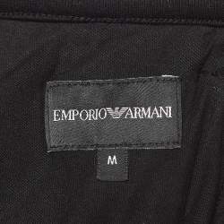 Pre Owned Emporio Armani Black Velvet Trim Knit Joggers M