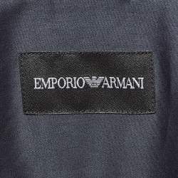 Pre Owned Emporio Armani Blue Metallic Print Cotton Shirt M