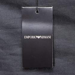 Pre Owned Emporio Armani Blue Metallic Print Cotton Shirt M