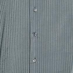 Pre Owned Emporio Armani Grey Striped Cotton Blend Button Down Shirt L