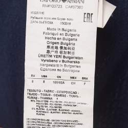 Pre Owned Emporio Armani Navy Blue Patterned Knit Polo Tshirt S