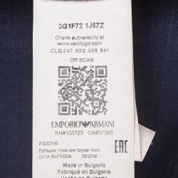 Pre Owned Emporio Armani Navy Blue Patterned Knit Polo Tshirt S