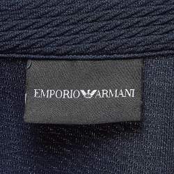Pre Owned Emporio Armani Navy Blue Patterned Knit Polo Tshirt S