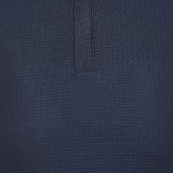 Pre Owned Emporio Armani Navy Blue Patterned Knit Polo Tshirt S