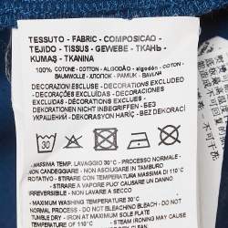 Pre Owned Emporio Armani Blue Cotton Knit Polo Tshirt S