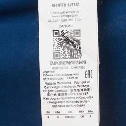 Pre Owned Emporio Armani Blue Cotton Knit Polo Tshirt S