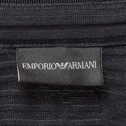 Pre Owned  Emporio Armani Navy Blue Patterned Jersey Polo T-Shirt S