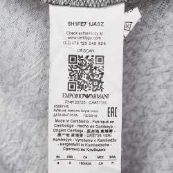 Pre Owned Emporio Armani Grey Printed Knit Polo Contrast Trim T-Shirt S