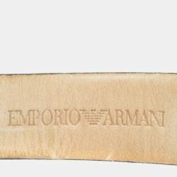 Pre Owned Emporio Armani Brown Gold PVD Coated Stainless Steel Embossed Leather Classic AR1613 Men's Wristwatch 41 mm