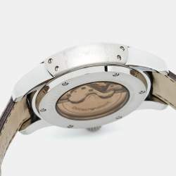 Pre Owned Emporio Armani Beige Stainless Steel Embossed Leather Meccanico AR4604 Men's Wristwatch 43.50 mm