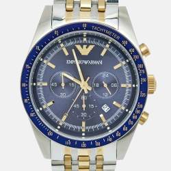 Emporio Armani Navy Blue Two Tone Stainless Steel AR6088 Men's Wristwatch 46 mm