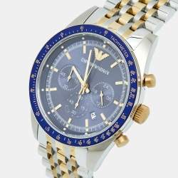 Emporio Armani Navy Blue Two Tone Stainless Steel AR6088 Men's Wristwatch 46 mm
