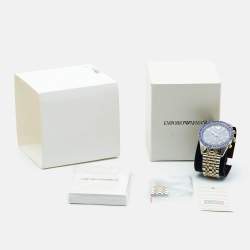 Emporio Armani Navy Blue Two Tone Stainless Steel AR6088 Men's Wristwatch 46 mm