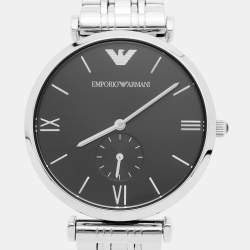 Pre Owned Emporio Armani Classic AR1676 Black Dial Stainless Steel Men's Wristwatch 40 mm
