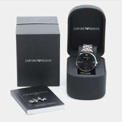 Pre Owned Emporio Armani Classic AR1676 Black Dial Stainless Steel Men's Wristwatch 40 mm