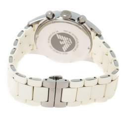 Pre Owned Emporio Armani White Stainless Steel Tazio AR5958 Men's Wristwatch 42 MM