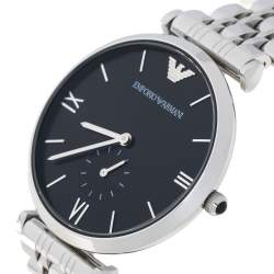 Pre Owned Emporio Armani Black Stainless Steel Classic AR1676 Men's Wristwatch 40 mm