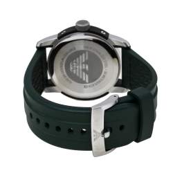 Pre Owned Emporio Armani Green Stainless Steel Rubber AR5874 Men's Wristwatch 45 mm