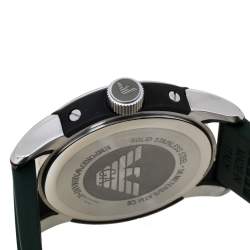 Pre Owned Emporio Armani Green Stainless Steel Rubber AR5874 Men's Wristwatch 45 mm