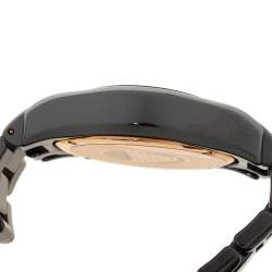Pre Owned Emporio Armani Black Ceramic Rose Gold Tone Stainless Steel Ceramica AR1410 Men's Wristwatch 42 mm