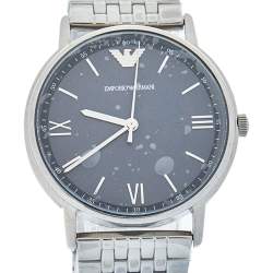 Pre Owned Emporio Armani Grey Stainless Steel AR11068 Men's Wristwatch 41 mm