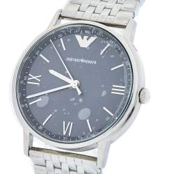 Pre Owned Emporio Armani Grey Stainless Steel AR11068 Men's Wristwatch 41 mm