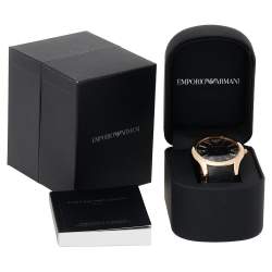 Pre Owned Emporio Armani Black Rose Gold Plated Stainless Steel AR2043 Men's Wristwatch 43 mm