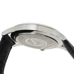 Pre Owned Emporio Armani Black Stainless Steel Leather Classic AR1865 Men's Wristwatch 41 mm