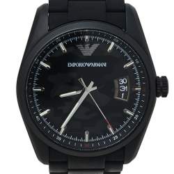 Pre Owned Emporio Armani Black PVD Coated Stainless Steel Rubber Sportivo AR6052 Men's Wristwatch 42 mm
