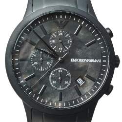 Pre Owned Emporio Armani Black PVD Stainless Steel Chronograph AR11275 Men's Wristwatch 43 mm