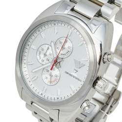 Pre Owned Emporio Armani Silver Stainless Steel Sportivo AR5958 Chronograph Men's Wristwatch 42 mm