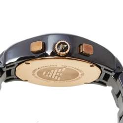 Pre Owned Emporio Armani Brown Ceramic & Gold Tone Stainless Steel Ceramica AR1447 Men's Wristwatch 39 mm