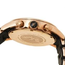 Pre Owned Emporio Armani Black Gold Tone Stainless Steel and Silicone AR5905 Men's Wristwatch 43 MM