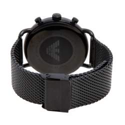 Pre Owned Emporio Armani Black PVD Coated Stainless Steel Aviator AR11142 Men's Wristwatch 43 mm