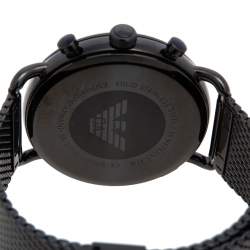Pre Owned Emporio Armani Black PVD Coated Stainless Steel Aviator AR11142 Men's Wristwatch 43 mm