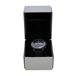 Pre Owned Emporio Armani Black PVD Coated Stainless Steel Aviator AR11142 Men's Wristwatch 43 mm