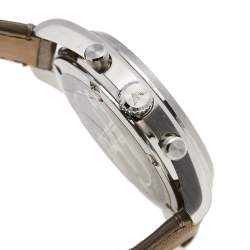 Pre Owned Emporio Armani Grey Stainless Steel Leather Sportivo AR6040 Men's Wristwatch 42 mm 