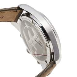 Pre Owned Emporio Armani Grey Stainless Steel Leather Sportivo AR6040 Men's Wristwatch 42 mm 