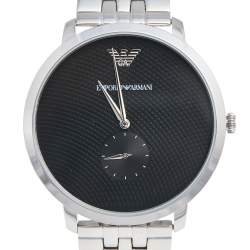 Pre Owned Emporio Armani Black Stainless Steel Modern Slim AR11161 Men's Wristwatch 42 mm