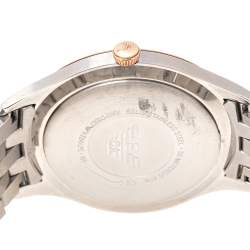 Pre Owned Emporio Armani Silver Two Tone Stainless Steel Lambda AR11044 Men's Wristwatch 43 mm