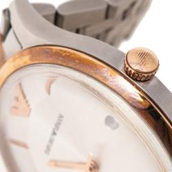 Pre Owned Emporio Armani Silver Two Tone Stainless Steel Lambda AR11044 Men's Wristwatch 43 mm